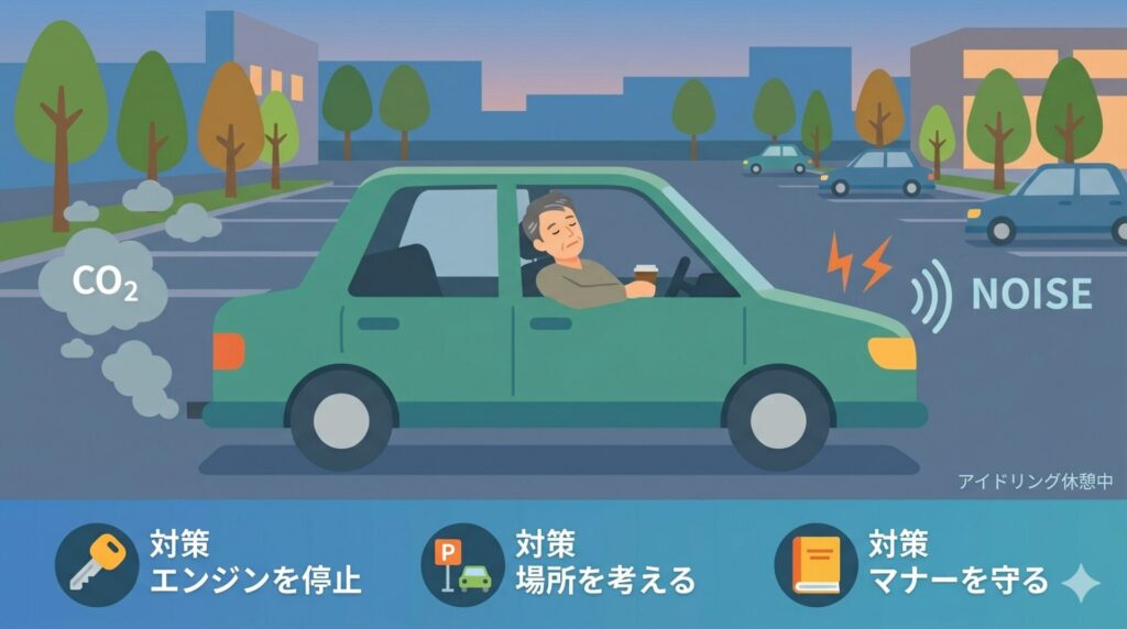 エンジンかけたまま休憩している男性