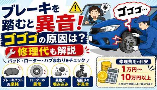 車のブレーキを踏むと異音！ゴゴゴと鳴る原因は何？修理代はいくら？