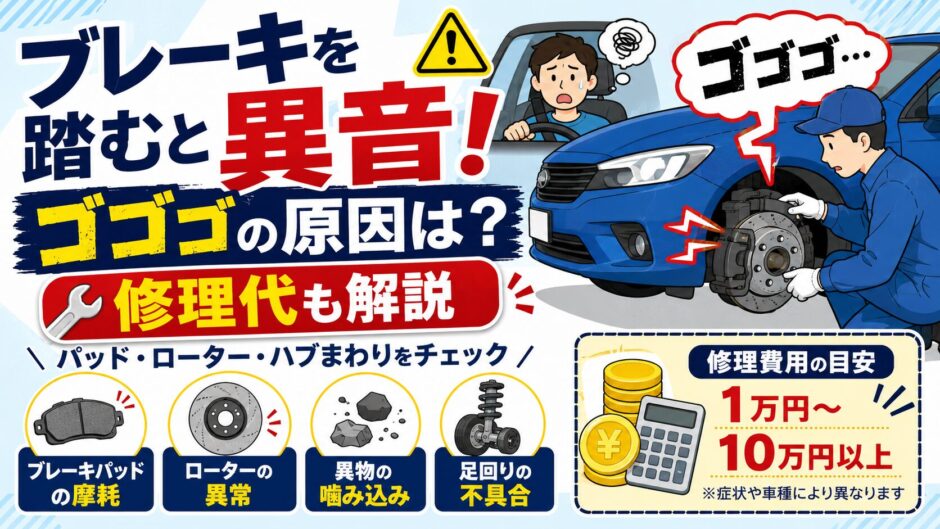 車のブレーキを踏むと異音！ゴゴゴと鳴る原因