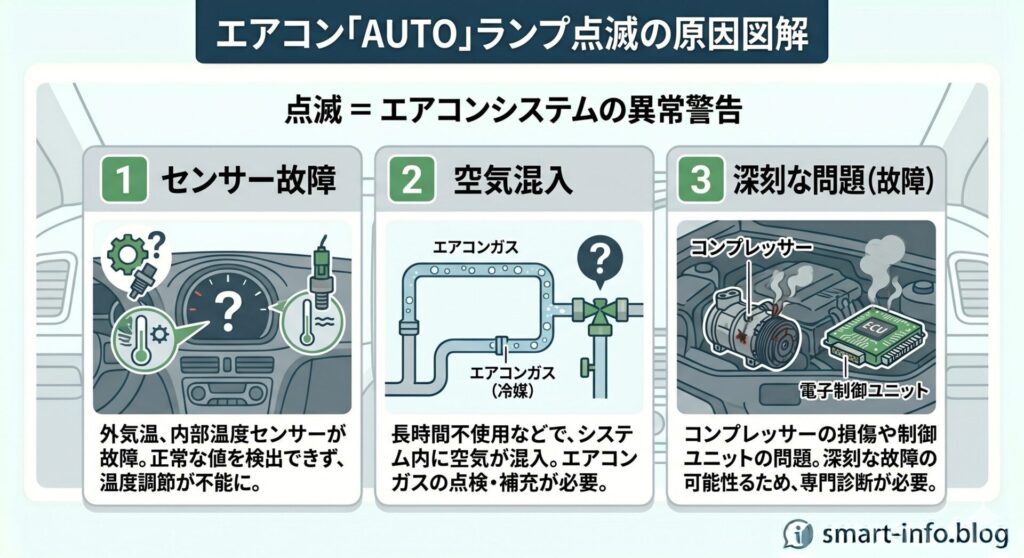 車のエアコン「AUTO」ランプ点滅原因