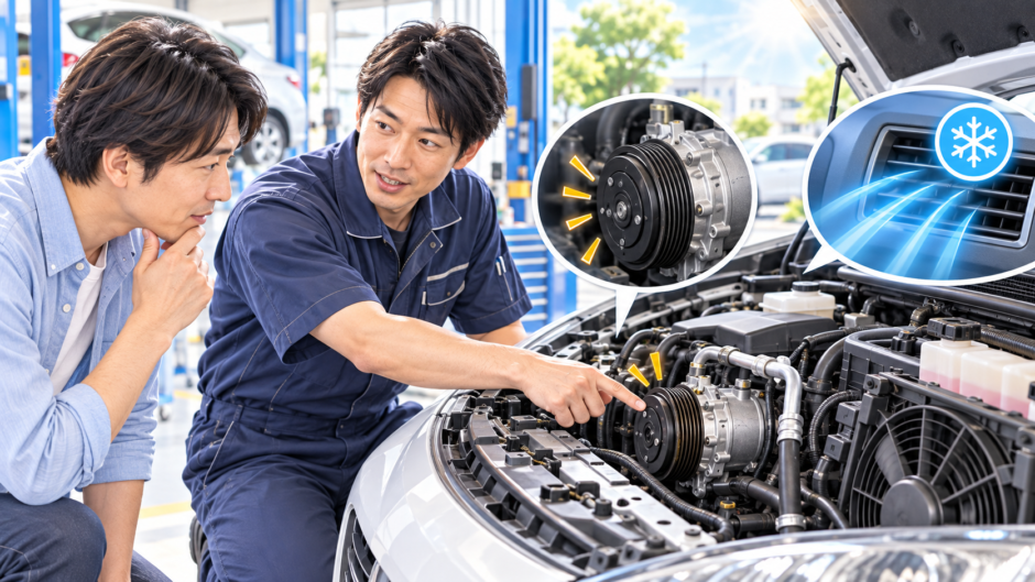 車　エアコン　マグネットクラッチ入ったり切れたり