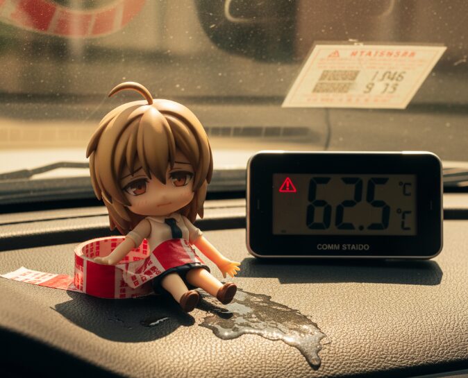 車内にフィギュアを固定すると溶ける？