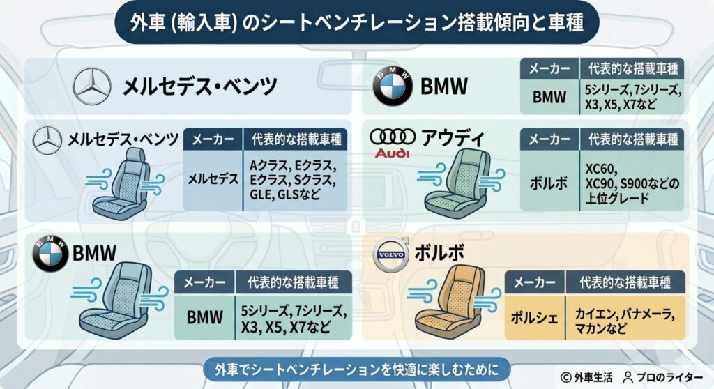 外車のシートベンチレーション搭載車一覧