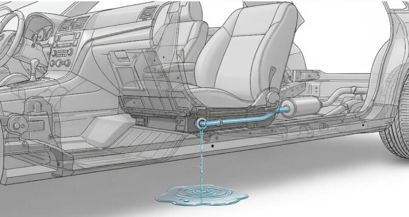車のエアコン排水はどこから出るの?