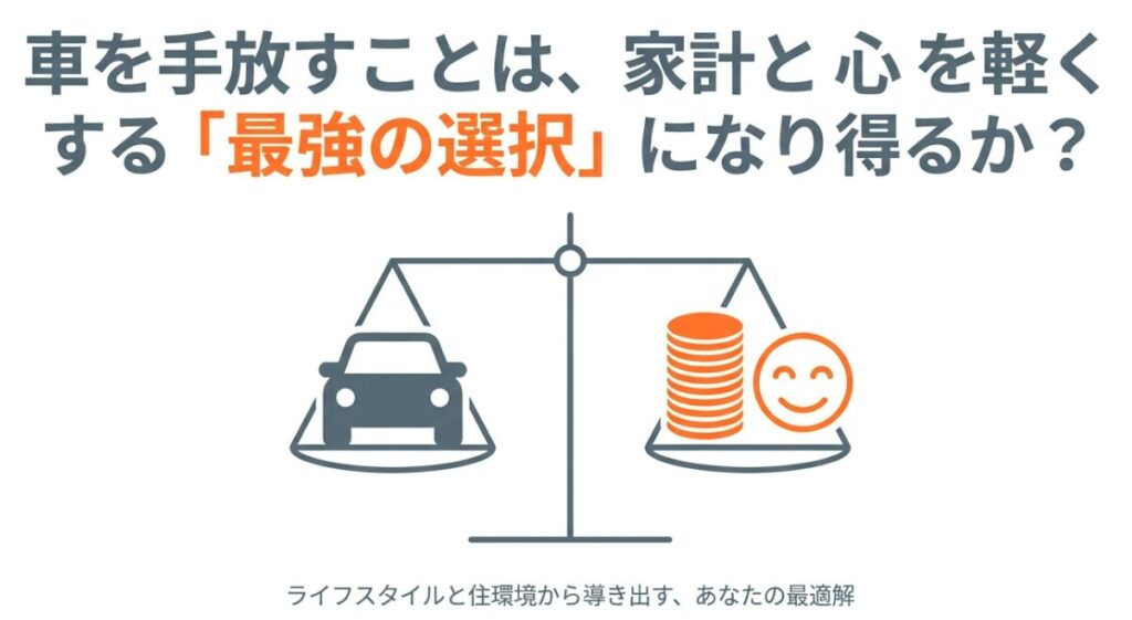 車を手放すことが家計と心を軽くする最強の選択になり得るか、ライフスタイルと住環境から導き出す最適解を示すスライド