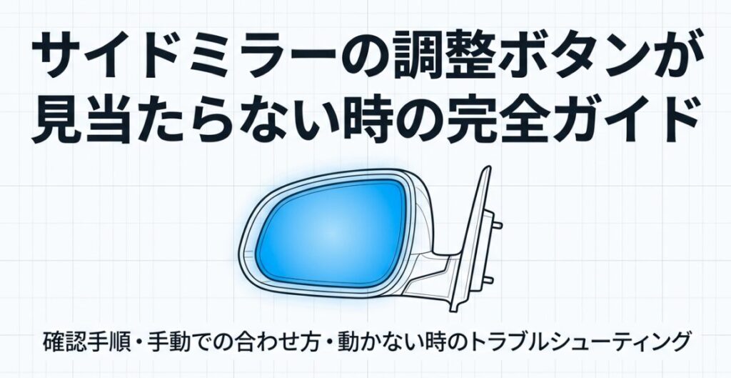 サイドミラーの調整ボタンが見当たらない時の完全ガイド（確認手順・手動での合わせ方・トラブルシューティング）