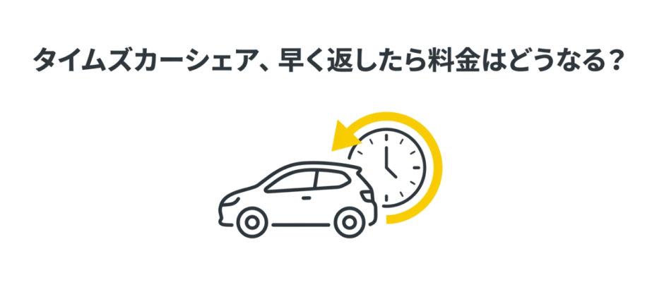 タイムズカーシェア、早く返したら料金はどうなる？