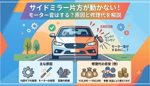 サイドミラー片方が動かない！モーター音がする原因と修理代を解説！