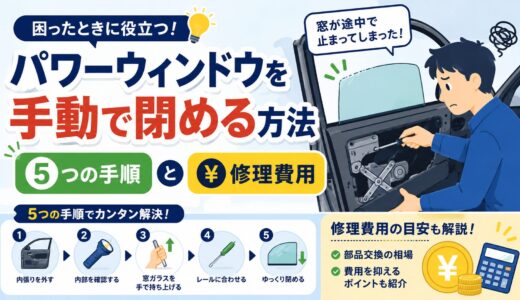 パワーウィンドウを手動で閉める方法とは？5つの手順と修理費用！