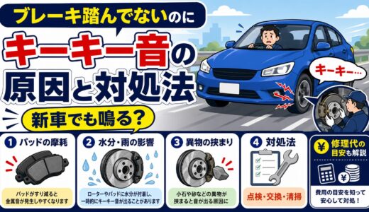 ブレーキ踏んでないのにキーキー音がする原因と対処法！新車でも鳴る？