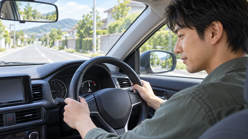 クーラントのエア抜き後に水温計を確認しながら穏やかに試運転する男性